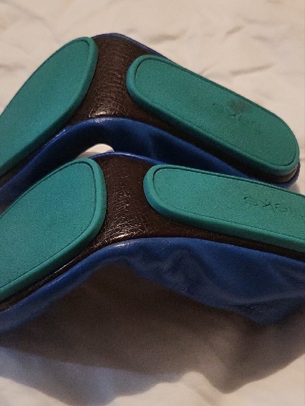 Tieks Cobalt Blue Leather Ballet Flat with Teal Sole Accent - Picture 8 of 9